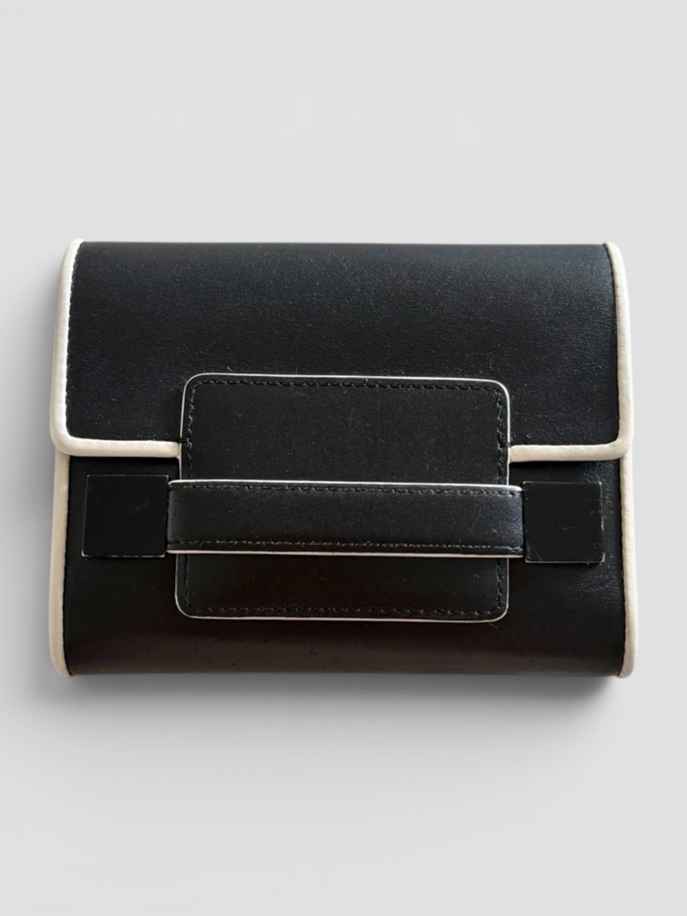 Delvaux Madame Black Leather Card Holder Wallet